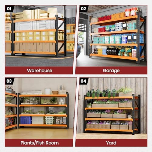 60" Wide Storage Shelves, 5000LBS Garage Shelving Heavy Duty, Standing Shelf Units, 4 Tier Metal Adjustable Storage Shelving Rack for Shop Warehouse Basement, 60'' W x 24''D x 70'' H - Image 6