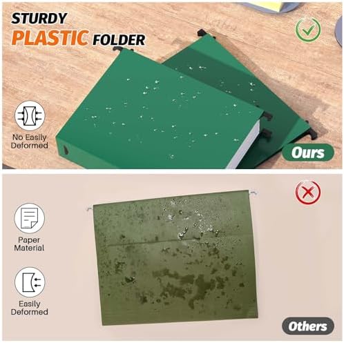 SHUTEX Plastic Hanging File Folder, 12 Pack, Letter Size, Green - Image 2