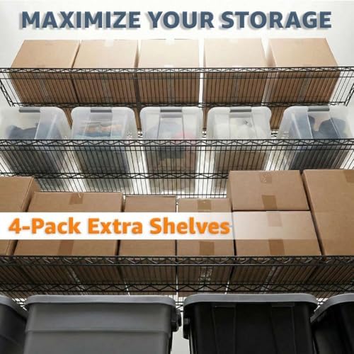 NSF 4-Pack 14"x30" Wire Shelves Black | Metal Storage Rack Add-On for Pantry Kitchen and Garage - Image 7