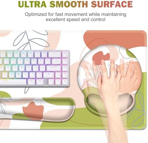 Gaming Mouse Pad, Large Desk Mat, Cute Desk Pad Protector, 4 in1 XXL Mousepad + Keyboard Wrist Rest+Mouse Wrist Rest+Coaster Set with Ergonomic Desk Pad for Home Office Table Computer Pink Rose - Image 4