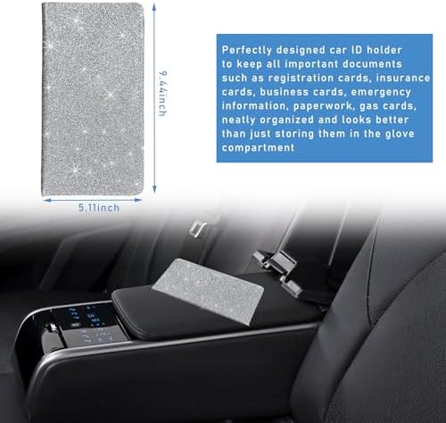 Ziciner Car Registration and Insurance Holder, Auto Card Document Glove Box Organizer with Magnetic Closure, Universal Vehicle Interior Accessories for Cars SUVs (Silver-Large) - Image 2