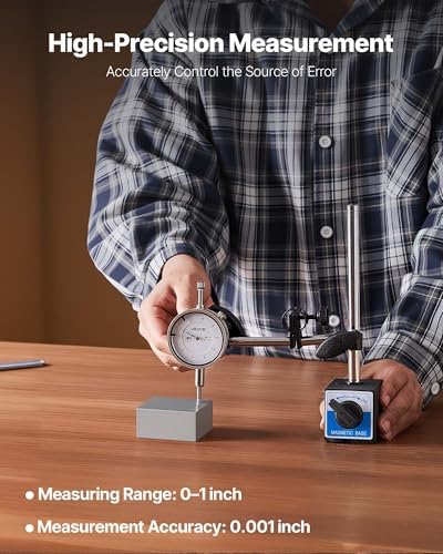 VEVOR Dial Test Indicator, 0.001 inch Accuracy, 0-1 inch Measuring Range, Easy to Read Large Dial, Professional for Internal Diameter Measurement, Runout Detection, Flatness Inspection - Image 2