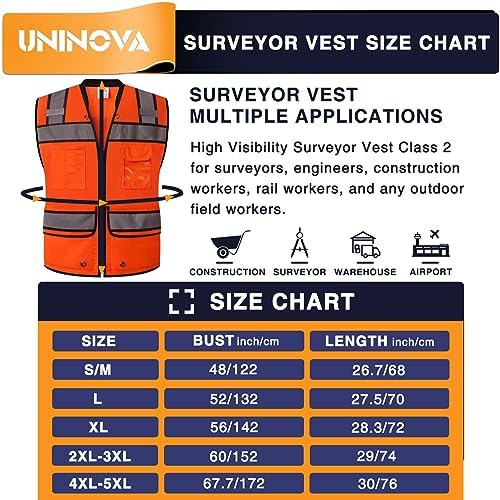 Surveyor Safety Vest Reflective for Men, Class 2 Mesh Safety Vests Reflective with Pockets and Zipper,High Visibility Construction Work Surveyor Vest - Image 6