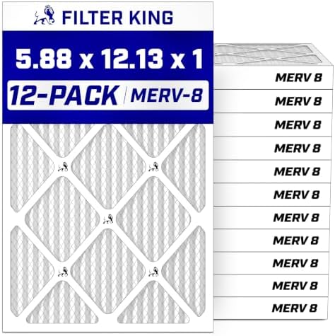 Filter King 5.88x12.13x1 Air Filter MERV 8, AC Furnace Filters (12-Pack) by FilterKing