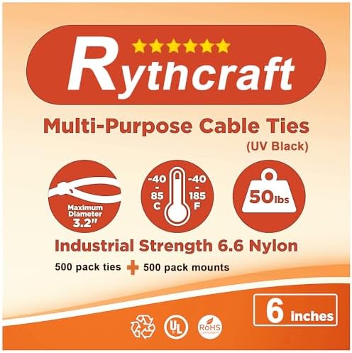500 Pack 3/4" Zip Tie Adhesive Mounts Self Adhesive Cable Tie Base Holders with Multi-Purpose Tie wire clips with screw hole,Anchor stick on wire holder, Including 100 Pack Clips（Black） - Image 7