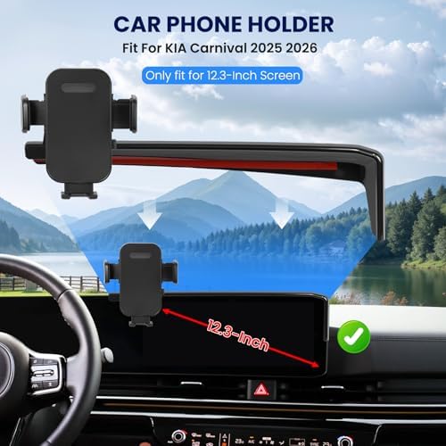 Car Phone Holder Fit for Kia Carnival 2025-2026 Accessories -Cell Phone Mount for Carnival 12.3 inch Touchscreen Hands-Free 360° Rotation,Does Not Affect Air Vent - Image 2