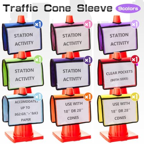 Amylove Set of 9 Traffic Cone Sleeve with Pockets, Multicolor - Image 3