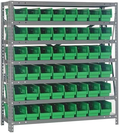 Quantum Storage Systems 1839-103GN Steel Shelving Unit with 4" Shelf Bins, 18" D x 36" W x 39" H, Green by QuantumStorageSystems