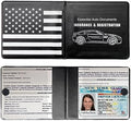 Ziciner Car Registration Insurance Holder, 2Pack Essential Auto Card Document Glove Box Organizer with Touch Fastener, Vehicle Interior Accessories Perfect for Most Car, Truck, SUV (Black/Back Flag) by Ziciner