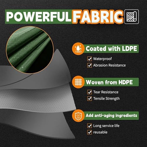 RAINDEWAY Large Tarp 20x60 Feet,9Mil Green/Black Tarps Cover Waterproof - Image 3