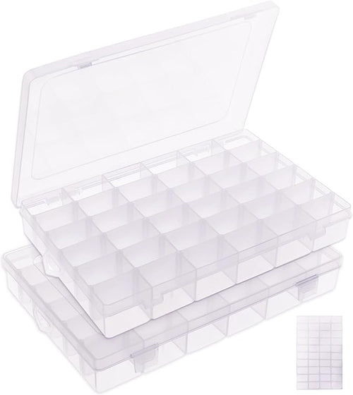 2 Pack 36 Grids Bead Organizer Box, Plastic Craft Organizers and Storage by Umirokin