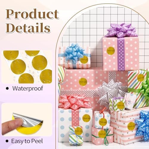 1.5 Inch Thermal Labels,Holographic Circle Direct Thermal Stickers,for Address Design DIY Logo Business(300 pcs/Brushed Gold) - Image 3
