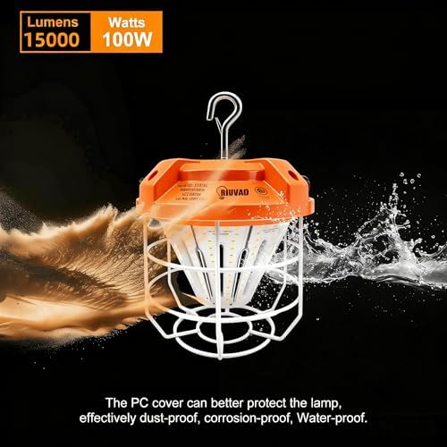 LED Temporary Work Light 100W, 15000Lm, 5000K Daylight White, Portable, Connectable LED Worksite Light with Hook, IP65 Dustproof and Waterproof, Suitable for Wet Locations and Construction Sites - Image 4
