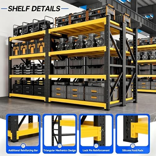 48" W Garage Storage Shelves, 3000LBS Heavy Duty Adjustable Shelving Unit - Image 3