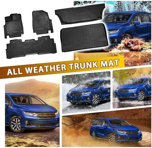 Powerty Floor Mats Cargo Liner for Honda Odyssey 2026 2025-2018 Mini Passenger Van Car Mats All Weather 3D TPE Anti-Slip Car Protection, 1st & 2nd & 3rd Set with Rear Cargo Mat Accessories - Image 3