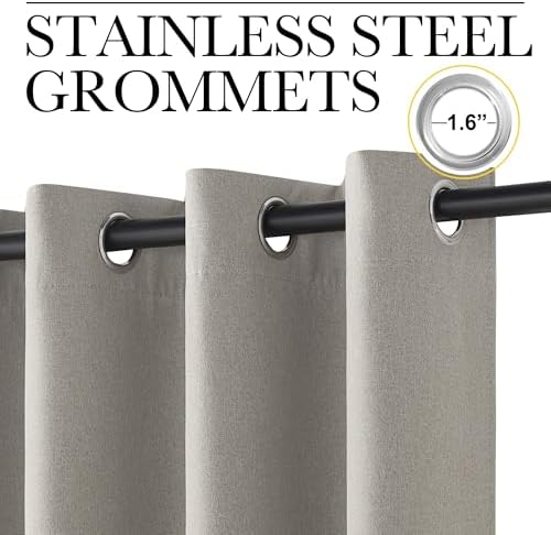 NICETOWN 100% Blackout Door Curtains for Doorway Privacy, Silver Grey - Image 2