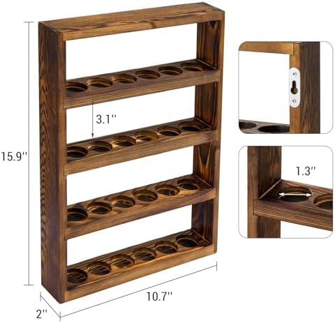 MyGift Dark Wood Essential Oil Holder Rack, 24 Bottle Wall Display Shelf - Image 3