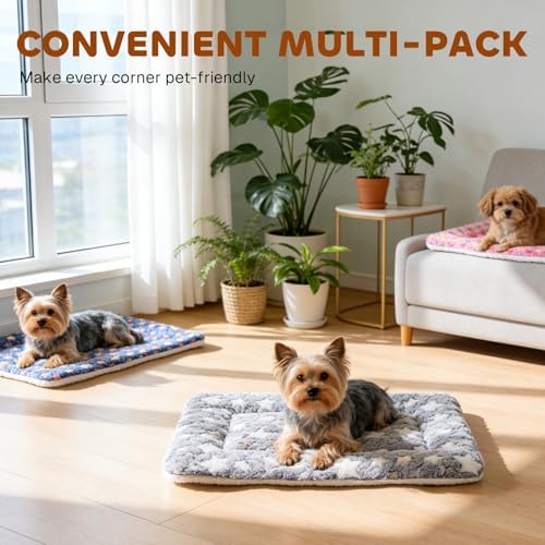 Mora Pets Dog Crate Pad Bed Ultra Soft Pet Mat Star Print 2 Pack 24 in Pink - Image 3