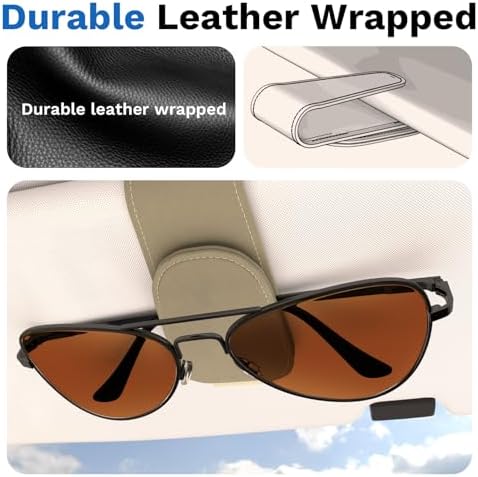 BFXM Car Sunglass Holder, Magnetic Leather Sunglass Holder - Image 7