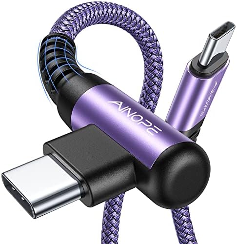 AINOPE USB C Cable 60W 2-Pack 6.6ft Nylon Braided USB C to USB C Cable Type C Charger Fast Charging Right Angle USBC Cable Charger Cord for iPhone 16 Pro Max 15 Plus Samsung S24 S23 iPad Pro Purple by AINOPE10yearsforphoneaccessories