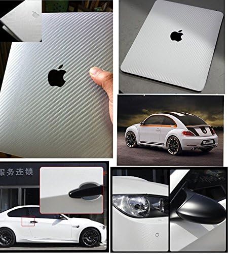 F & B LED LIGHTS Silver 3D Carbon Fiber Film Twill Weave Vinyl Sheet Roll Wrap - Image 2