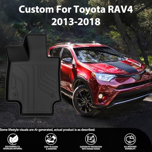 Floor Mats for Toyota RAV4 2013-2018, All Weather TPEFloor Liners Custom Fit Waterproof Non Slip Car Mats HeavyDuty Interior Accessories - Image 2