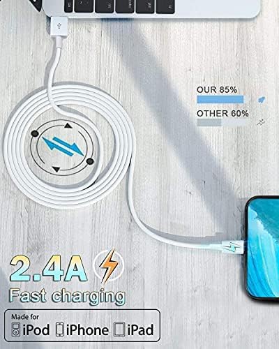 4 Pack [Apple MFi Certified] Apple Charging Cables 10ft, iPhone Chargers Lightning Cable 10 Foot, Fast iPhone Charging Cord for iPhone 12/11/11Pro/11Max/ X/XS/XR/XS Max/8/7, ipad(Yellow) - Image 5