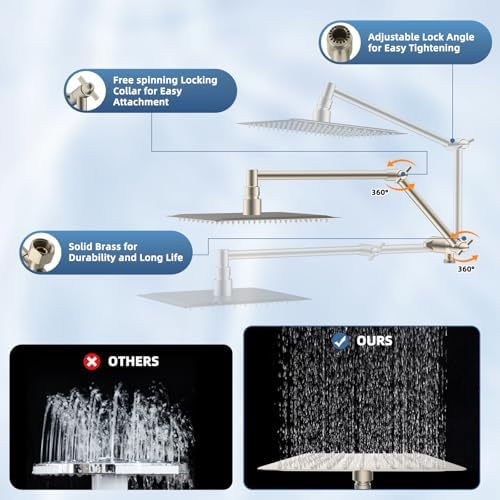 12" Metal Rain Shower Head with Handheld 10 Spray, High-Pressure Showerhead - Image 3