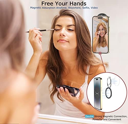 Doflyesky Magnetic Phone Grip Holder Kickstand, Gym Double Adjustable Finger Ring Grip and Stand, Compatible with PopSockets MagSafe Ring Removable for iPhone (Silver) - Image 2