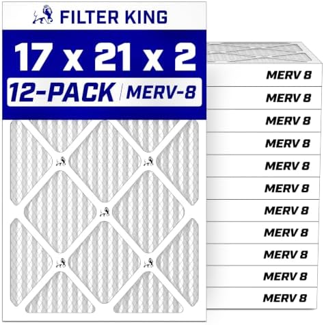 Filter King 17x21x2 Air Filter MERV 8, AC Furnace Filters (12-Pack) by FilterKing