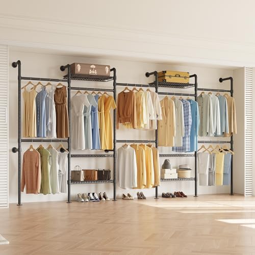 Higeego W5 Industrial Pipe Clothes Rack, Heavy Duty Clothing Rack, Black by Higeego