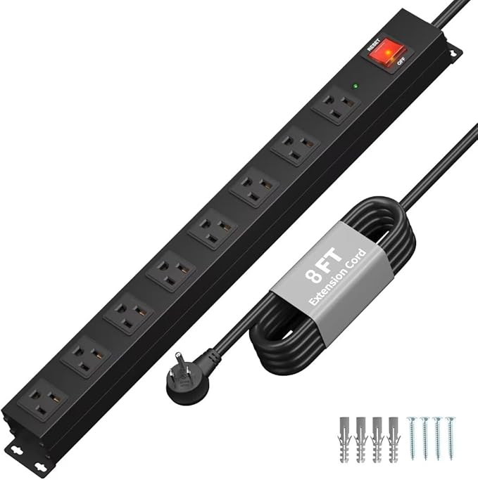 KF 8 Outlet Heavy Duty Power Strip Surge Protector, 2100J Surge Protection by KF