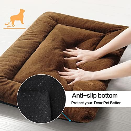 Dog Crate Pad Washable Dog Bed for Crate Small Cozy Mat 24-Inch Brown - Image 6