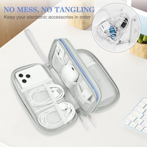 FYY Electronic Organizer, Travel Tech Pouch, Cable Organizer Blue Quilted - Image 5