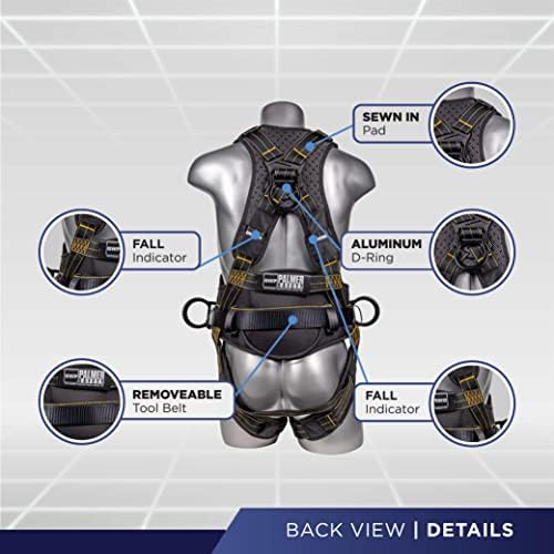 Palmer Safety Hammerhead 5pt Safety Harness Back Padded, QCB Chest, Tongue Buckel Legs Straps, Back & Side D-Rings - Image 3