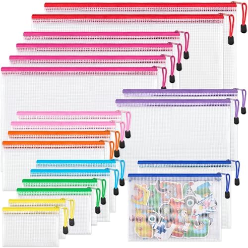 JARLINK 20 Pcs Mesh Zipper Pouch Bags, 8 Sizes Waterproof Zipper Bags by JARLINK