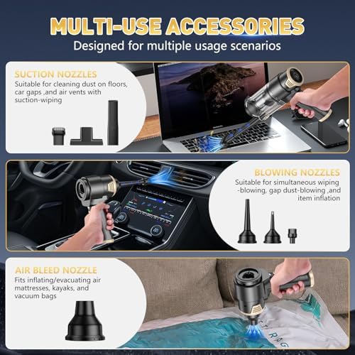 KMM Handheld Car Vacuum Cleaner, 16000PA Hand Held Vacuum & Air Duster - Image 6