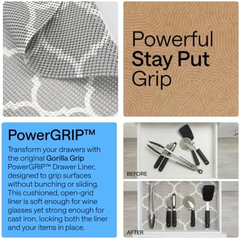GORILLA GRIP powerGRIP Drawer Shelf and Cabinet Liner, 17.5"x20', Gray - Image 3