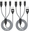 Multi Charging Cable 2ft 2Pack 3 in 1 Charger Cord, Short Multiple Cable by XnewCable