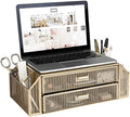 BLU MONACO | Monitor Stand with Drawer Storage | Desk Top Monitor Stand Riser Gold | Computer Support Organizer Elevador de Monitor by Blu_Monaco