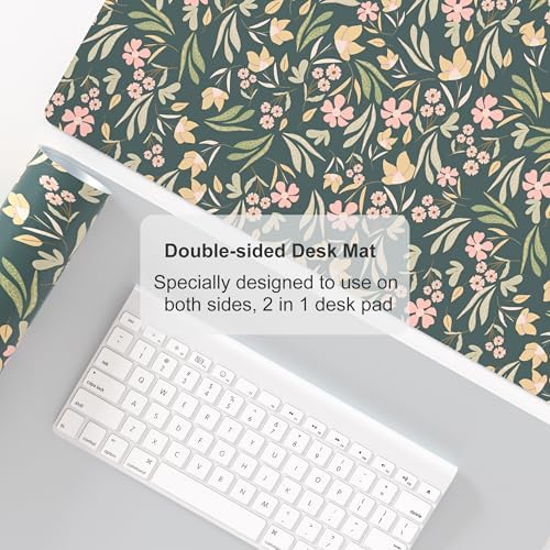Faux Leather Large Mouse Pad, Office Desk Mat, 31.5"x15.7", Ditsy Floral - Image 5