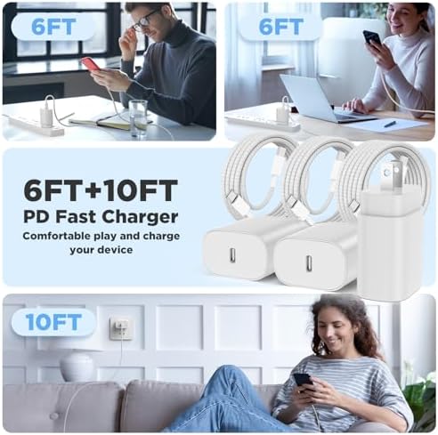 Hzevn 25W USB C Super Fast Charging Charger for Samsung Galaxy Phone, 3Pack Quick Charger Block with Braided Long USB C to C Cables (6/6/10ft) for Samsung Galaxy S25/S24/Plus/Ultra, Android/iPhone 17 - Image 7