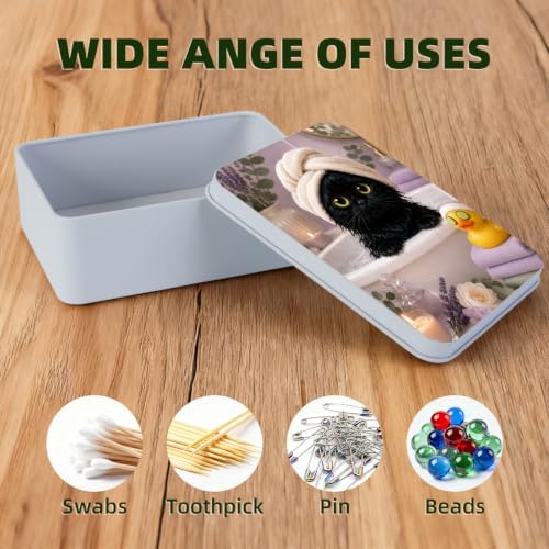 Lavender Spa Kitten Metal Tin Box with Lid,Storage Container - Image 3