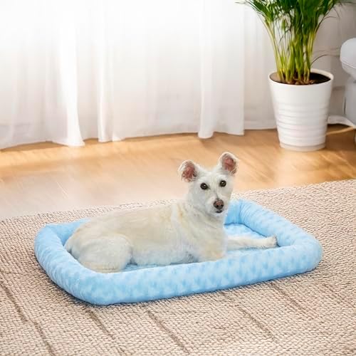 MidWest Homes for Pets QuietTime Fashion Dog Bed – Blue Faux Fur Bolster, Ultra-Soft and Machine Washable, Fits 30-Inch Crates and Carriers, for Medium Breed Dogs - Image 3