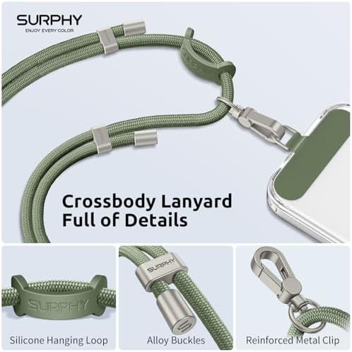 SURPHY Phone Lanyard Crossbody, Phone Strap Crossbody with 2 Tether Tabs - Image 2