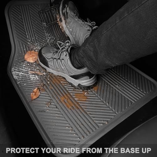 CAR PASS Universal Car Floor Mats & Cargo Liner Full Set, Waterproof Anti-Slip Rubber Trim to Fit Trunk Mats All Weather Protection Fit Car SUV Sedan Coupe Vehicle Automotive 5 Pieces, S-M Size Gray - Image 3