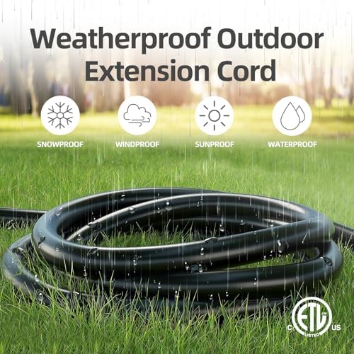 TiFFCOFiO Indoor Outdoor Extension Cord Waterproof, 10 Feet 3 Prong Power Cord for Home and Garden, 16 AWG, 13A/1625W, ETL Listed - Image 6