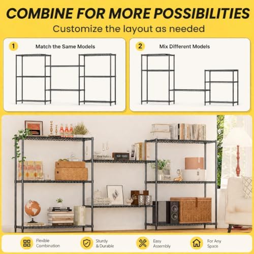 4-Tier Adjustable Storage Shelves 600LBS Heavy Duty Wire Shelving - Image 4