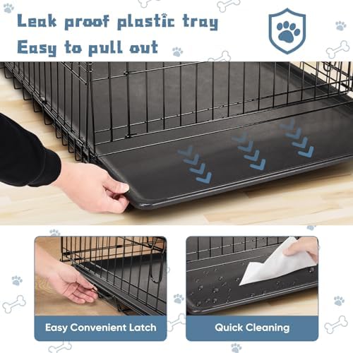DUMOS 42 Inch Dog Crate, Foldable Medium Large Dog Cage Pet Kennel - Image 3