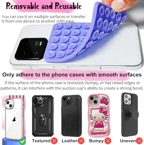 Anteel 2 Pack Silicone Suction Cup Phone Case Mount Double Sided, Hands-Free Silicon Phone Grip with Higher Suction Power for Selfies and Videos, Non Slip Phone Accessories (Light Green) - Image 4